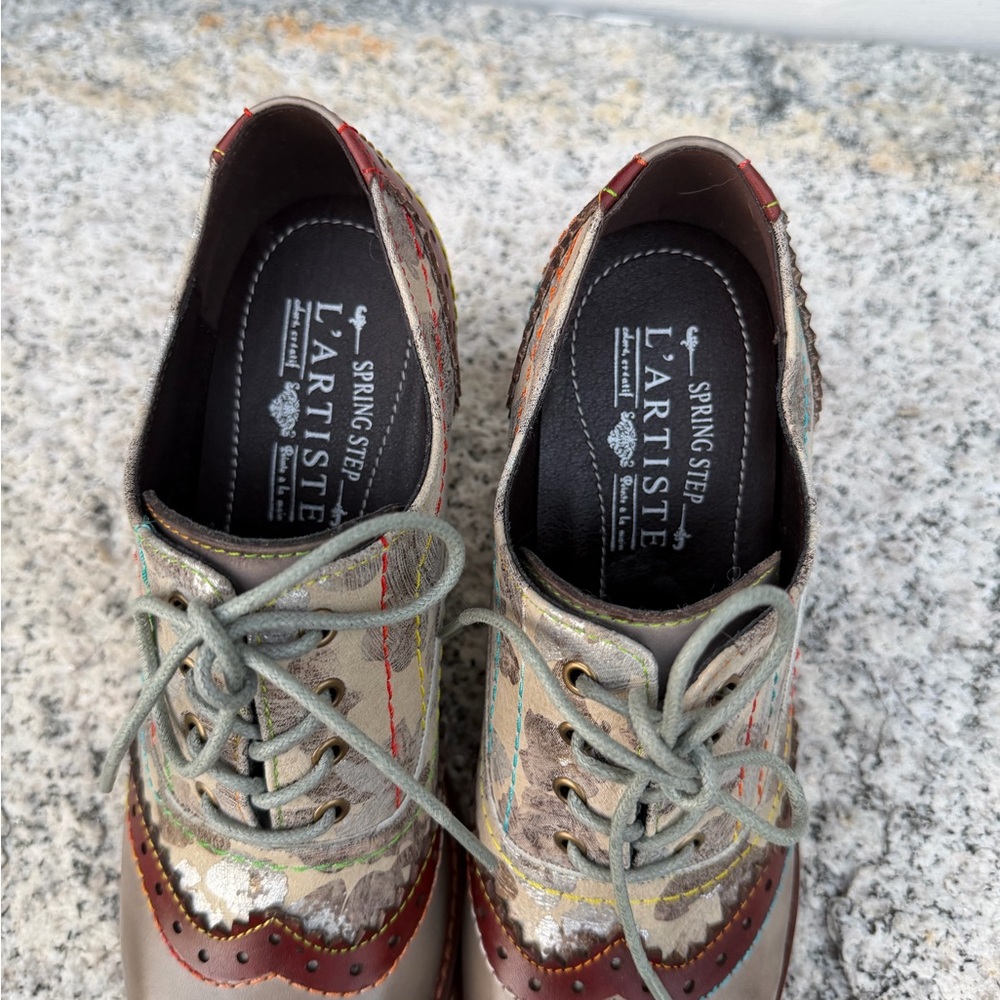 NEW L'ARTISTE SPRING STEP Perrine Shoes Oxford Bootie Grey Multi 38 7.5 -8 - Picture 12 of 15